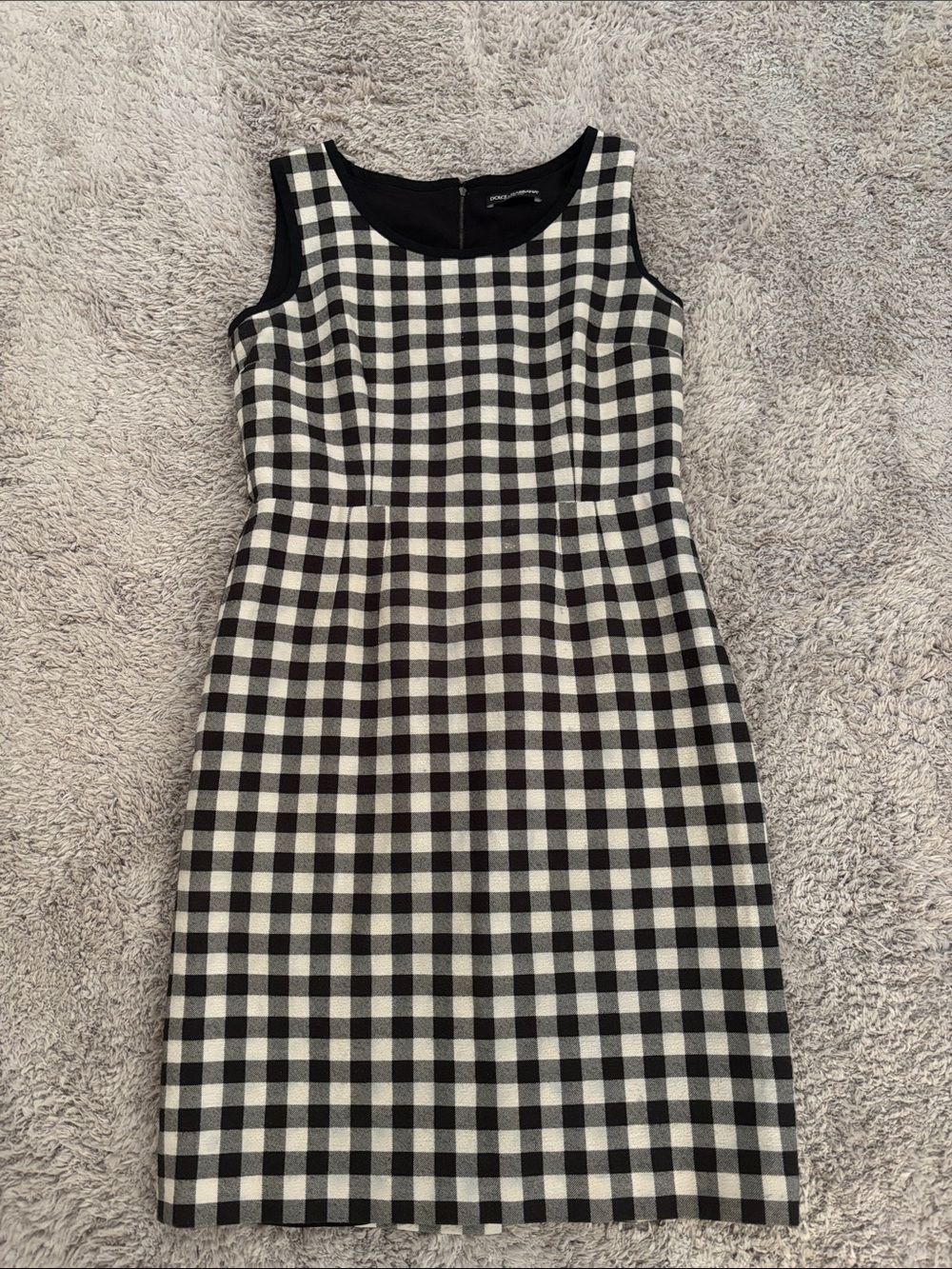 Dolce & Gabbana Black and White Gingham Sheath Dress